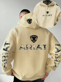 Ariat Letter Print Hooded Sweatshirt – Western Style Graphic Pullover, Rugged Outdoor Country Hoodie, Unisex Casual Apparel