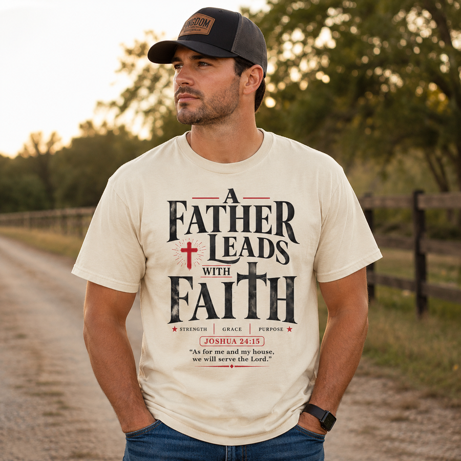 A Father Leads with Faith Tee