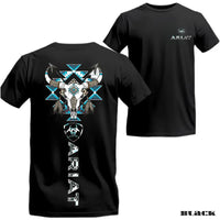 Ariat Western Tribal Bull Skull T-Shirt – Turquoise Accents, Soft Cotton, Relaxed Fit Rodeo Style Tee for Cowboy Lovers